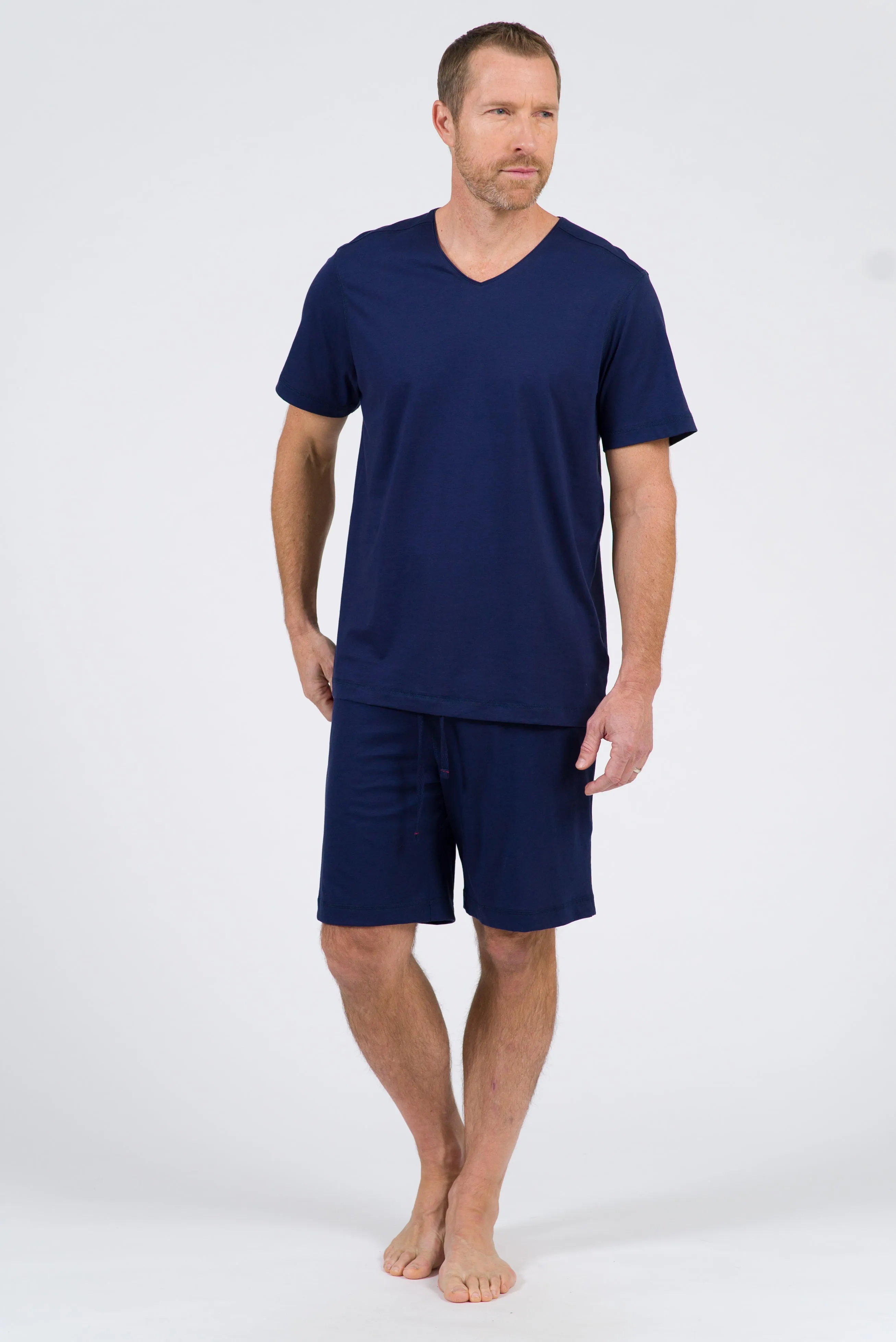 100% Peruvian Pima Cotton Replenishment V-Neck T-shirt - Navy
