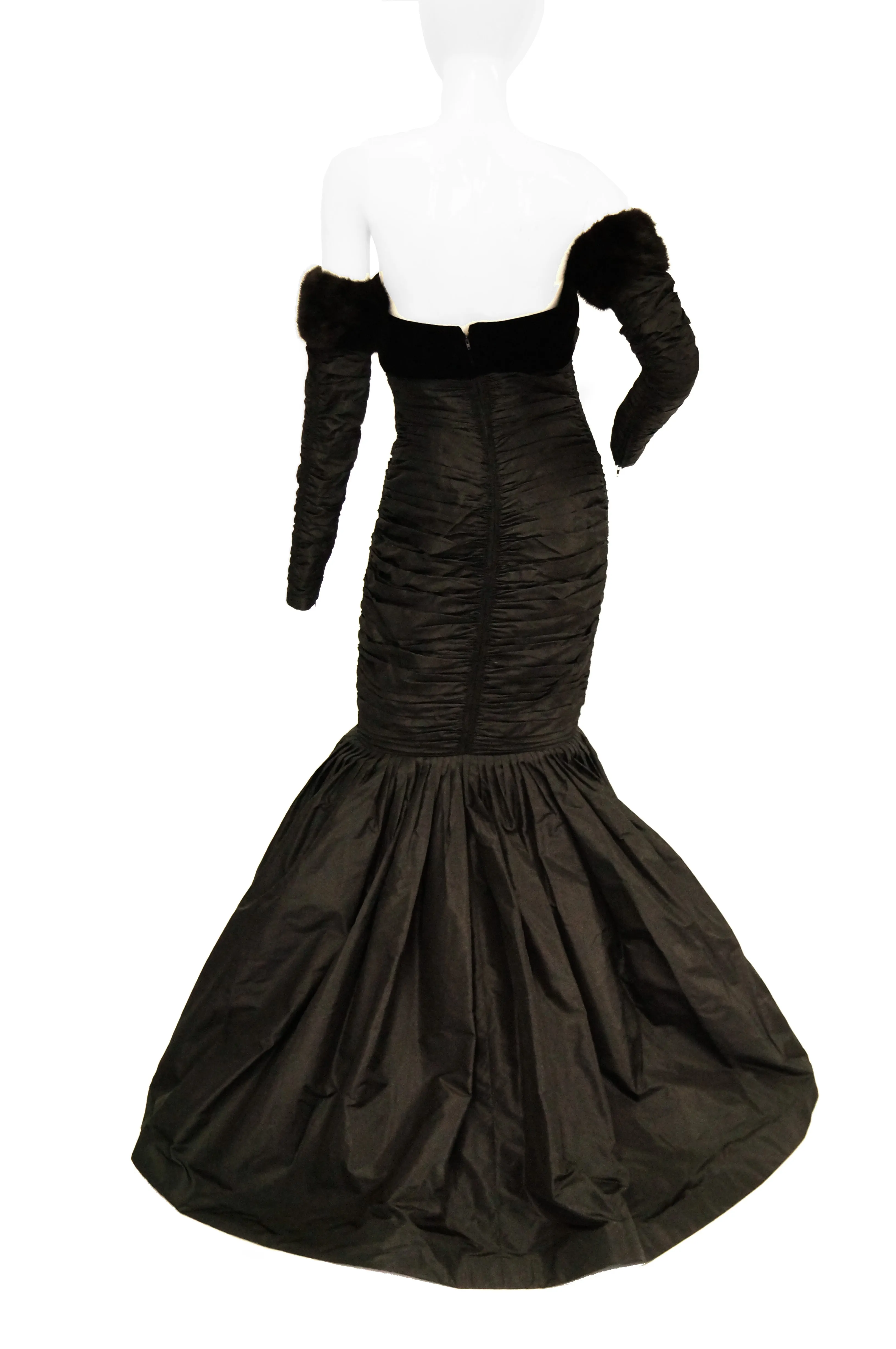 1980s Nina Ricci Couture Strapless Black Evening Dress