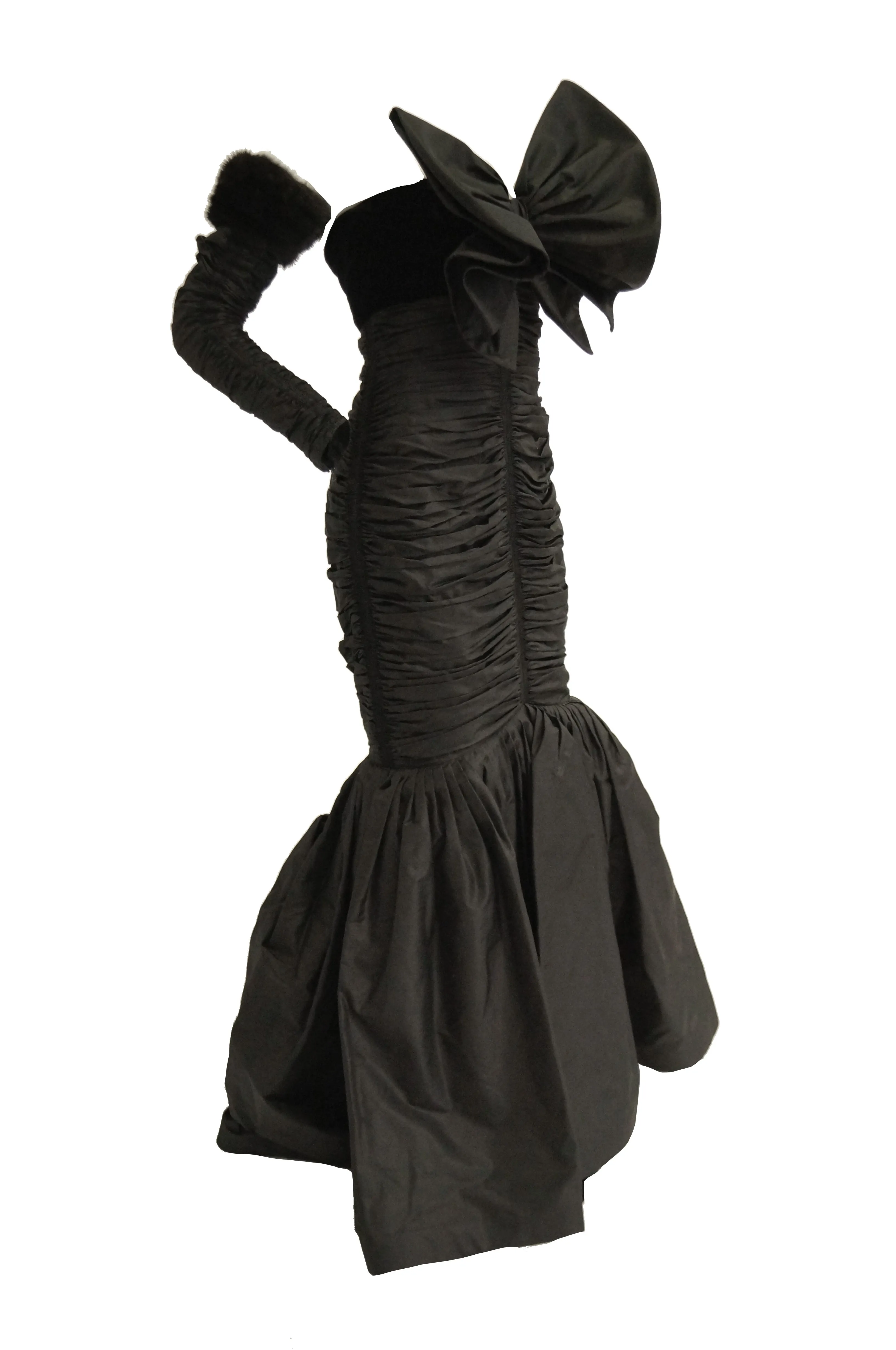 1980s Nina Ricci Couture Strapless Black Evening Dress