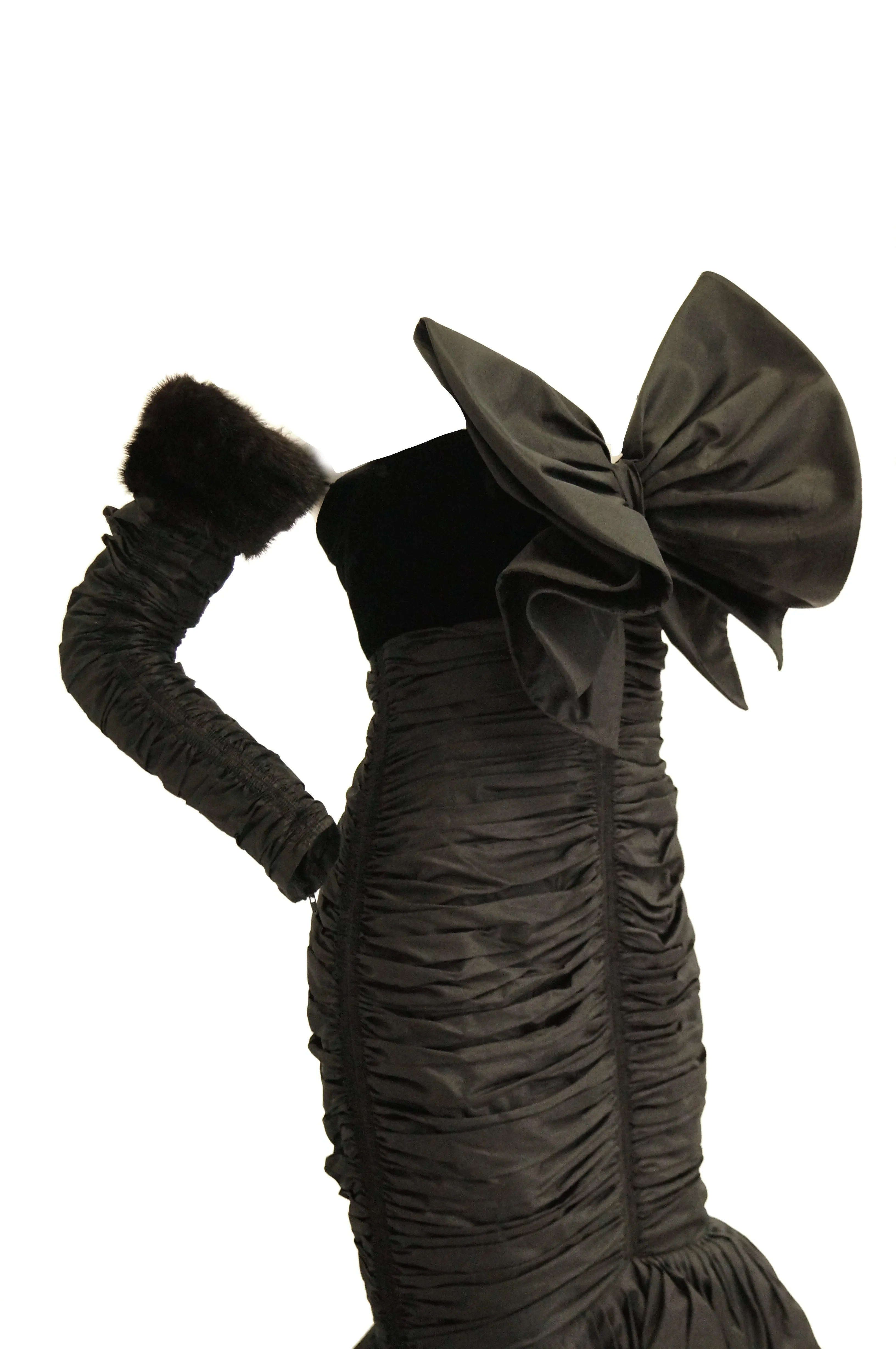 1980s Nina Ricci Couture Strapless Black Evening Dress