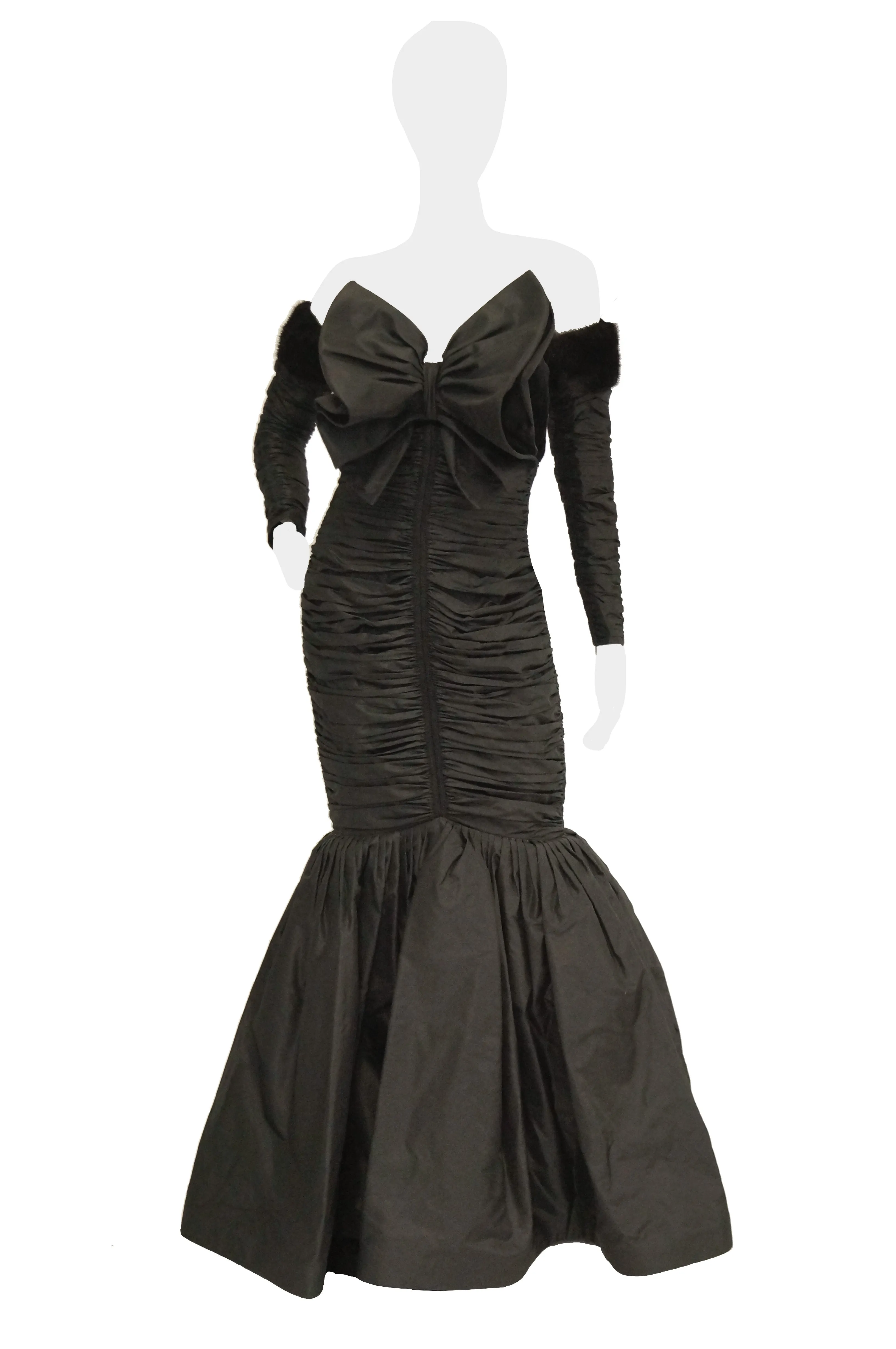 1980s Nina Ricci Couture Strapless Black Evening Dress