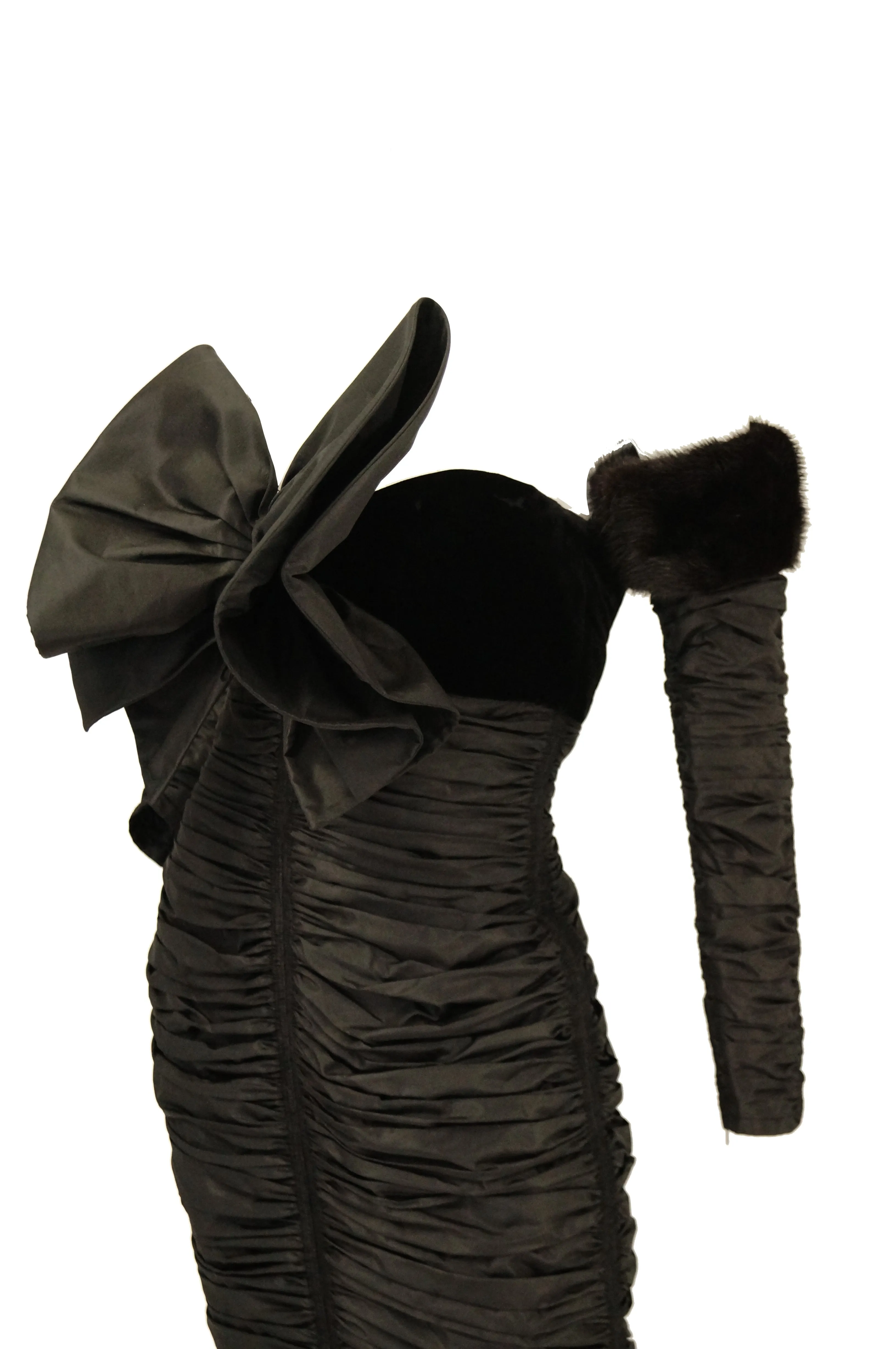 1980s Nina Ricci Couture Strapless Black Evening Dress
