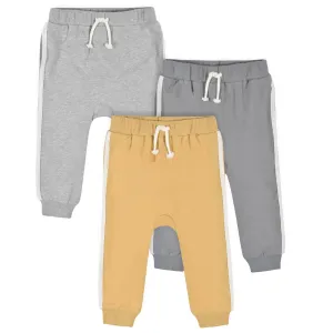 3-Pack Baby & Toddler Boys Gray & Yellow Joggers