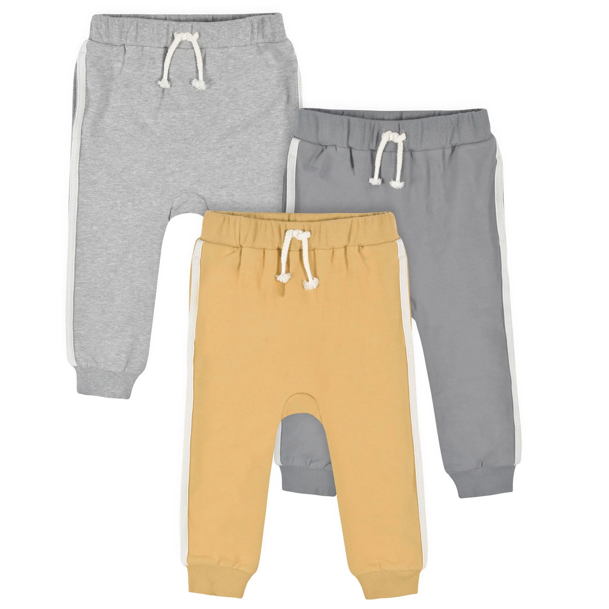 3-Pack Baby & Toddler Boys Gray & Yellow Joggers