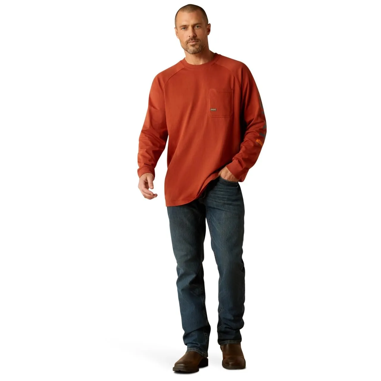 Ariat Men's Rebar Cotton Strong Graphic, Burnt Henna
