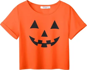 Arshiner Girls Halloween Shirt Crop Top Short Sleeve Graphic T Shirt Tee