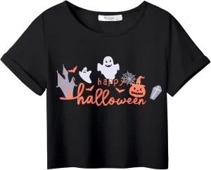 Arshiner Girls Halloween Shirt Crop Top Short Sleeve Graphic T Shirt Tee