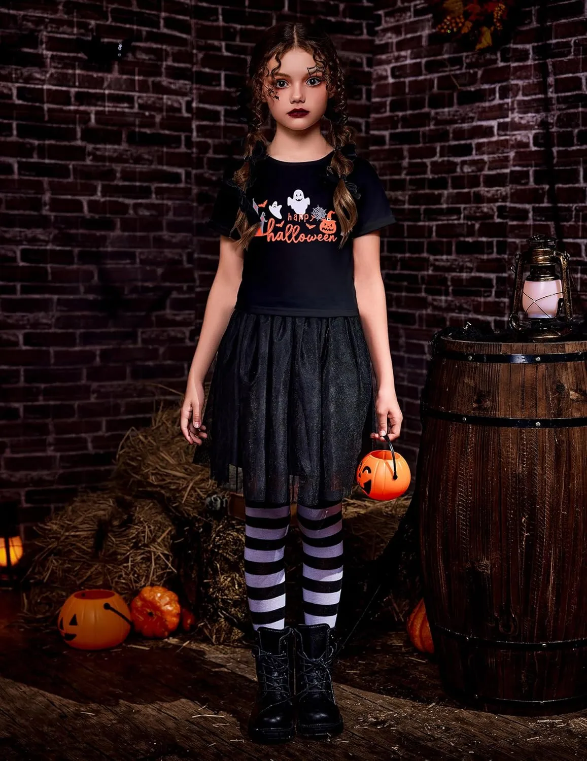 Arshiner Girls Halloween Shirt Crop Top Short Sleeve Graphic T Shirt Tee