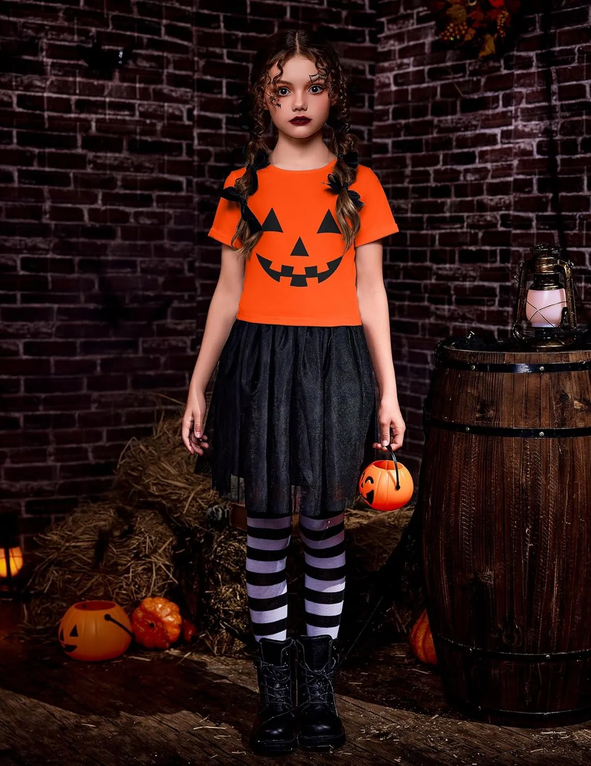 Arshiner Girls Halloween Shirt Crop Top Short Sleeve Graphic T Shirt Tee
