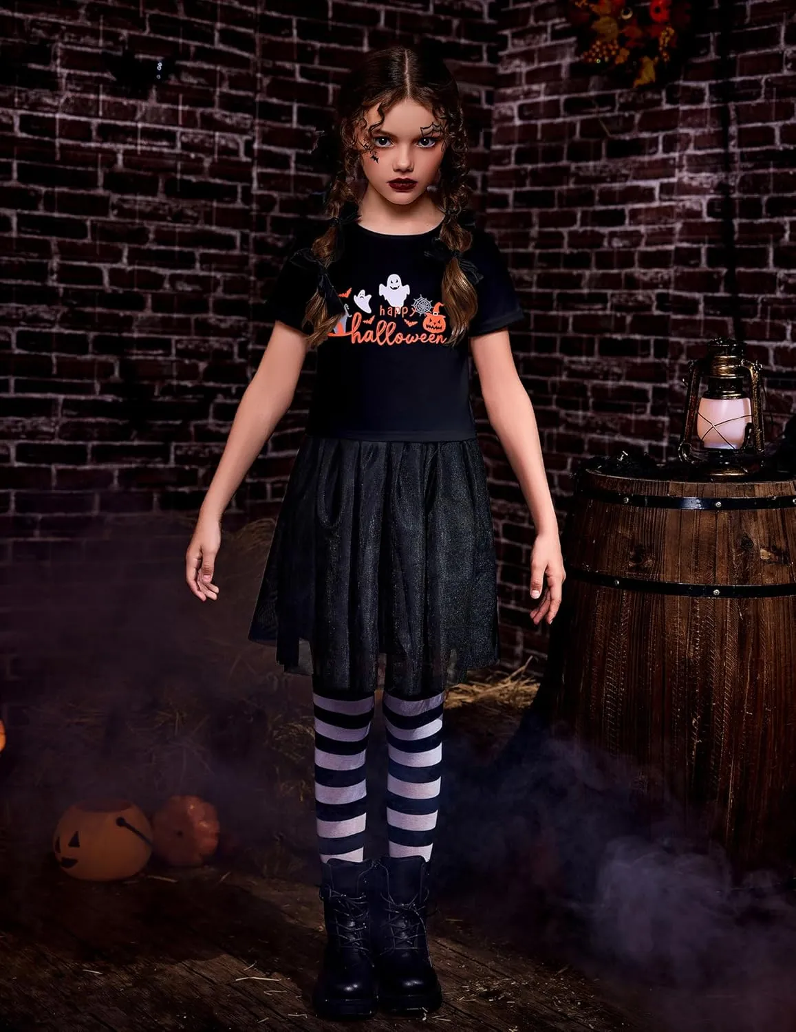 Arshiner Girls Halloween Shirt Crop Top Short Sleeve Graphic T Shirt Tee