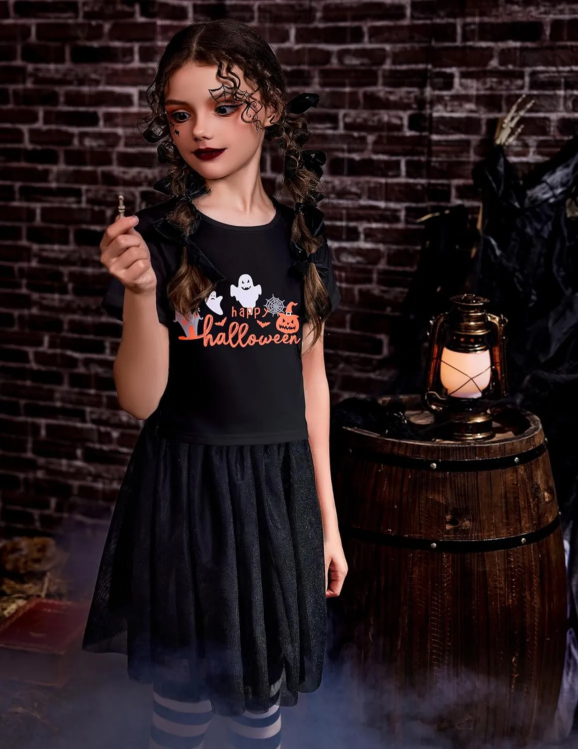 Arshiner Girls Halloween Shirt Crop Top Short Sleeve Graphic T Shirt Tee