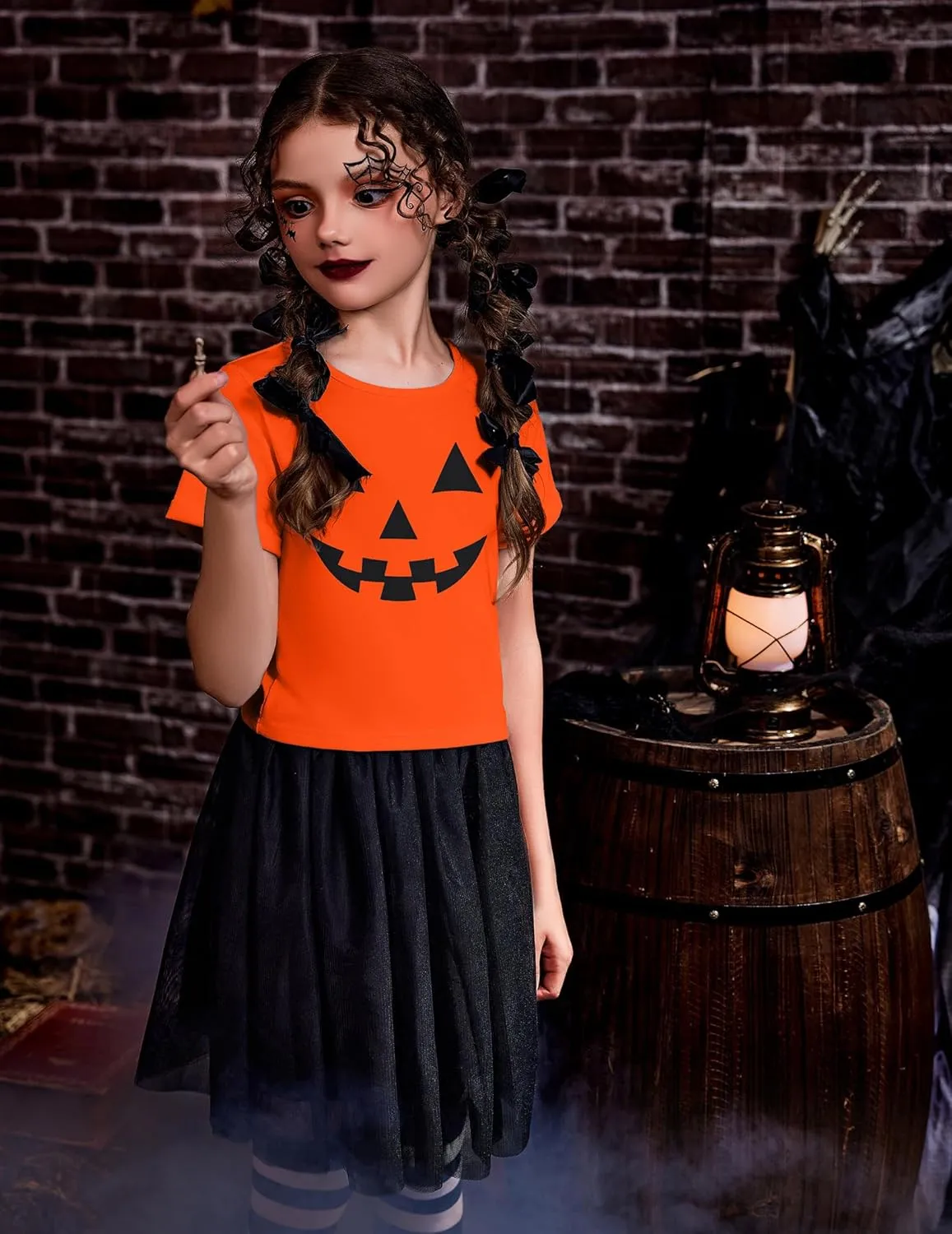 Arshiner Girls Halloween Shirt Crop Top Short Sleeve Graphic T Shirt Tee