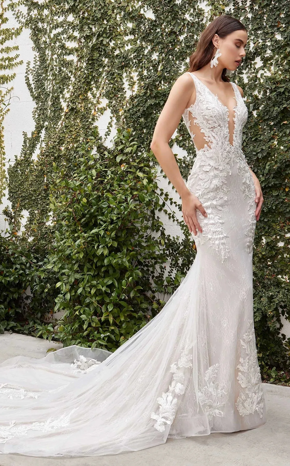 Avery Nude Illusion Lace Wedding Dress: Ivory/Champagne