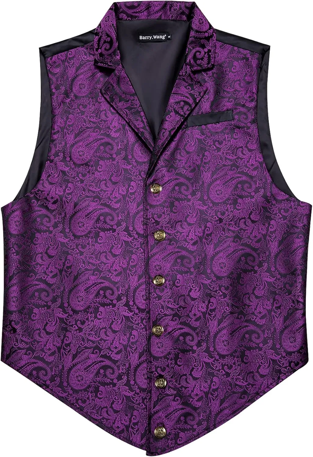 Barry.Wang Mens Victorian Vest Steampunk Gothic Paisley Tailored Collar Waistcoat Halloween Themed Party