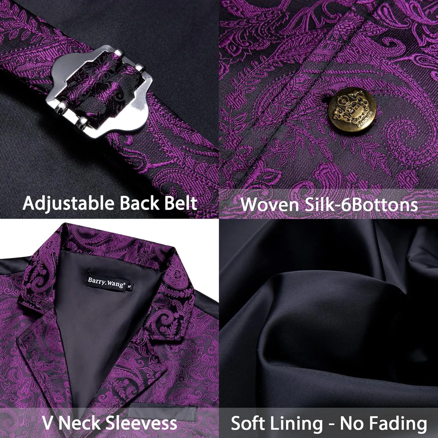 Barry.Wang Mens Victorian Vest Steampunk Gothic Paisley Tailored Collar Waistcoat Halloween Themed Party