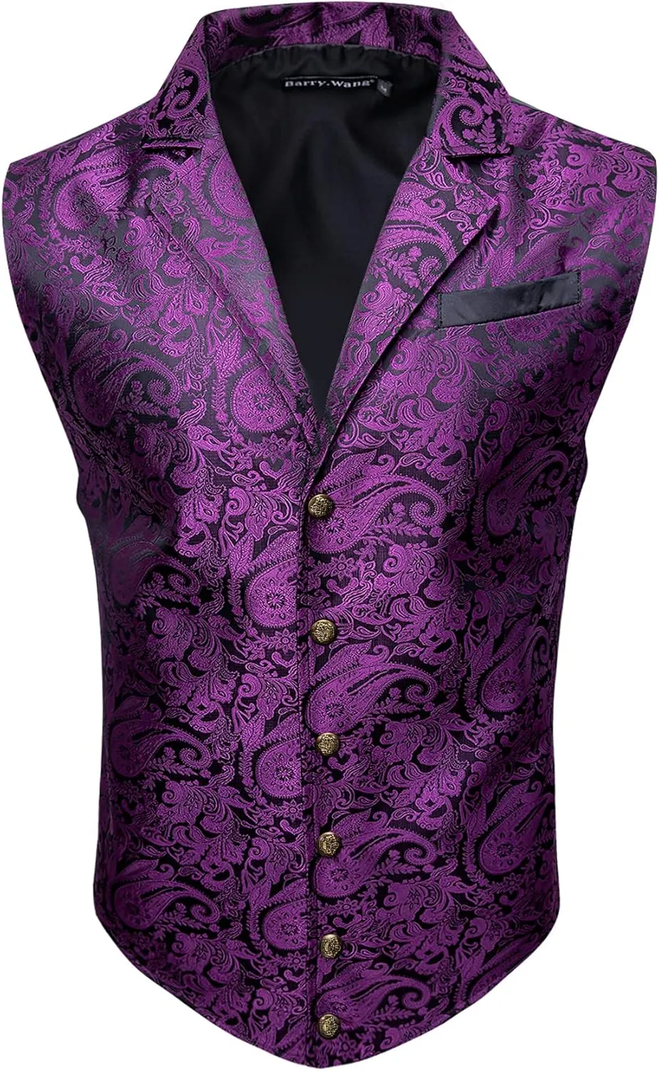Barry.Wang Mens Victorian Vest Steampunk Gothic Paisley Tailored Collar Waistcoat Halloween Themed Party