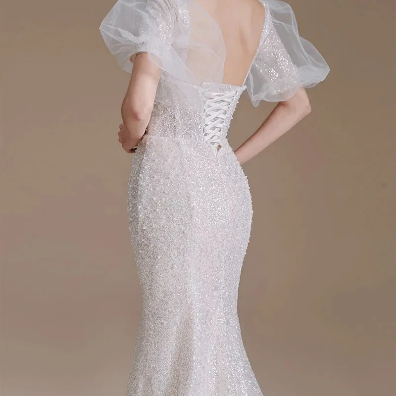 Beading Sequined Bride Wedding Dress