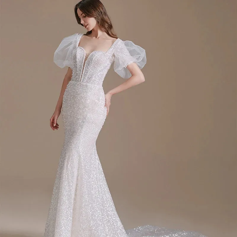 Beading Sequined Bride Wedding Dress