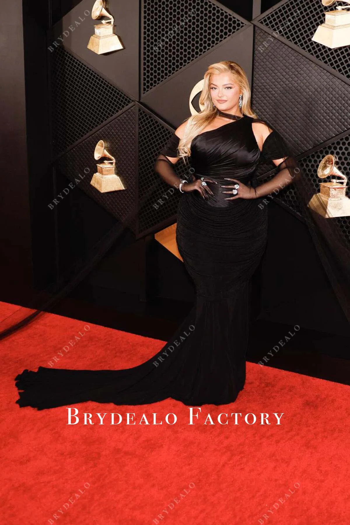 Bebe Rexha Black Mermaid 2024 Grammys Red Carpet Dress
