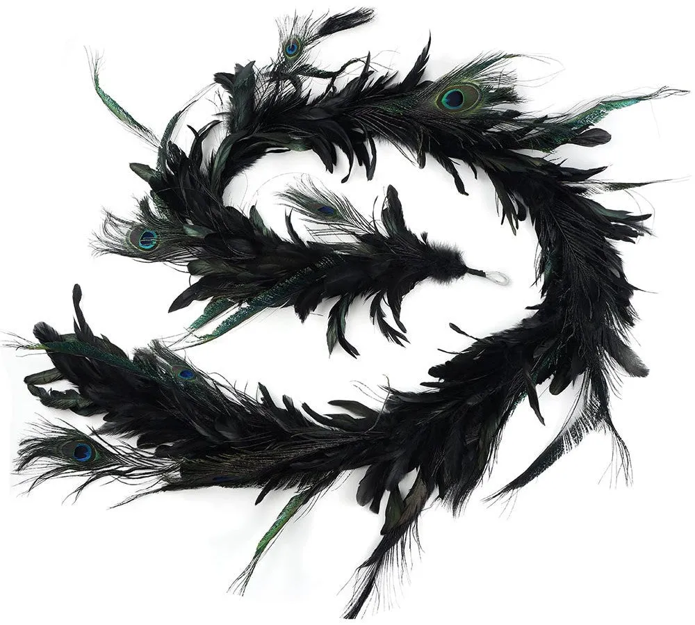 Black Feather Peacock Garland