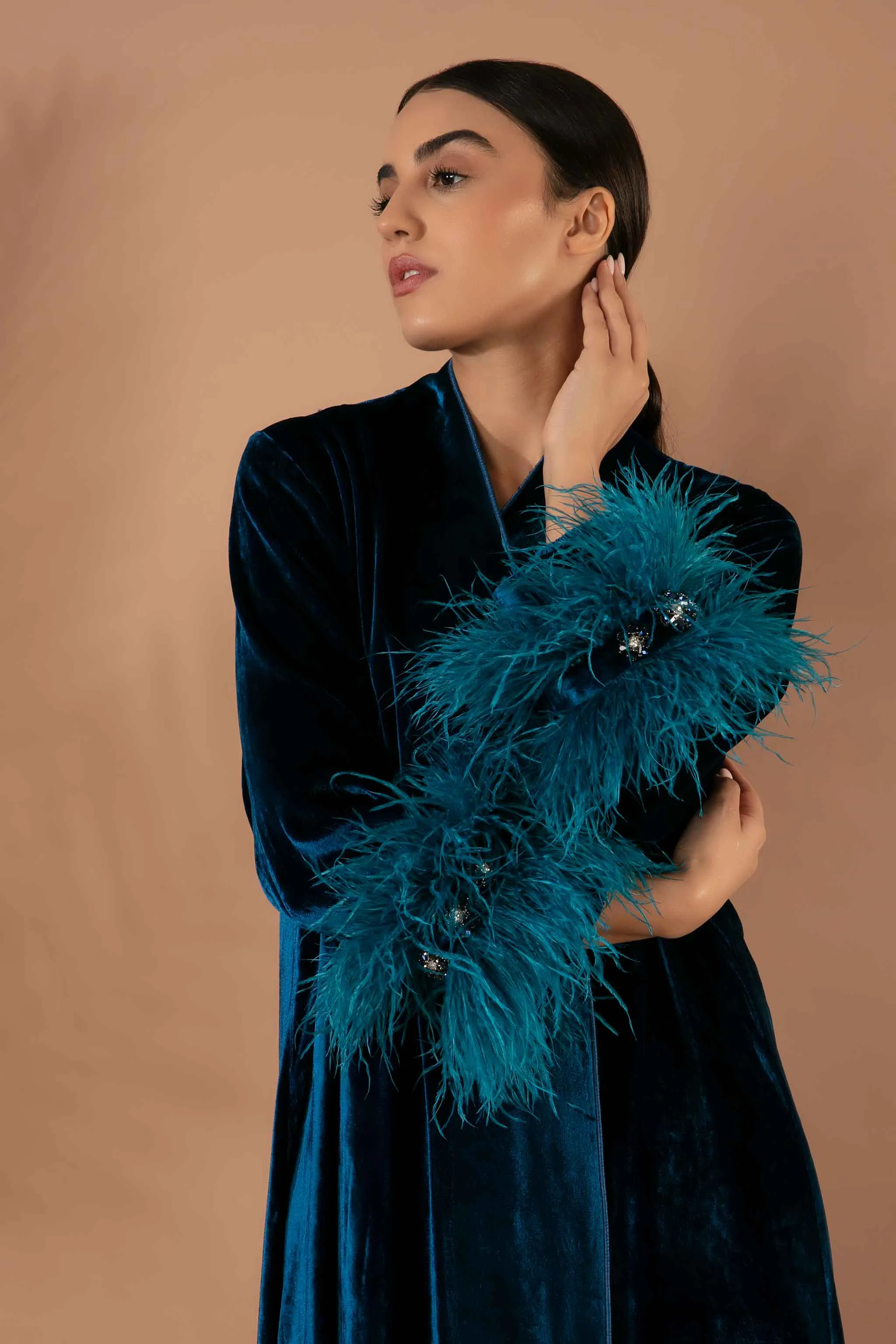 Blossom Abaya in Teal Blue