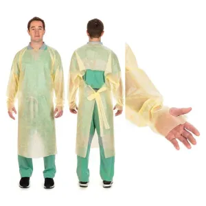 Cardinal Health™ Protective Gown, Universal, Poly-Coated, Open-Back, Over-the-Head, Yellow