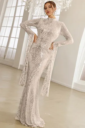 Chic White Long Sleeve Mermaid Formal Dress Evening Gown