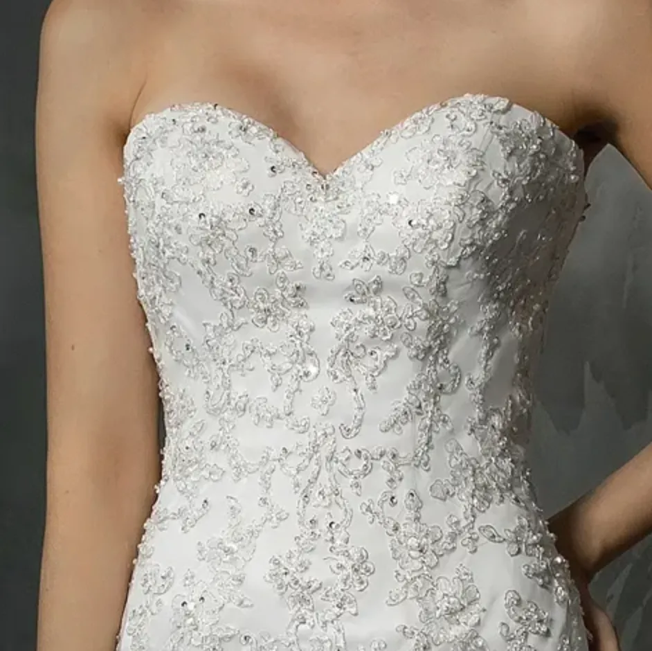Classic Strapless Heavy Beaded Appliqués Mermaid Wedding Dress