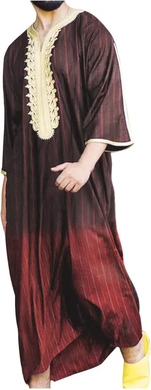 Ctreela Mens Muslim Thobe Middle East Saudi Arabic Robe Half Sleeve Kaftan Shirt Long Gown Clothes Saudi Ramadan Dress