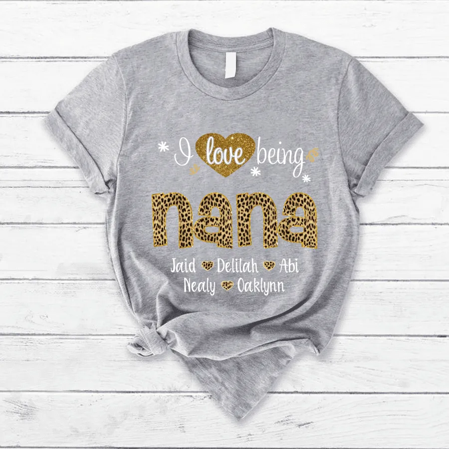 Customized Leopard Nana Shirt, Mimi Leopard Shirt, I love being Grandma T shirt