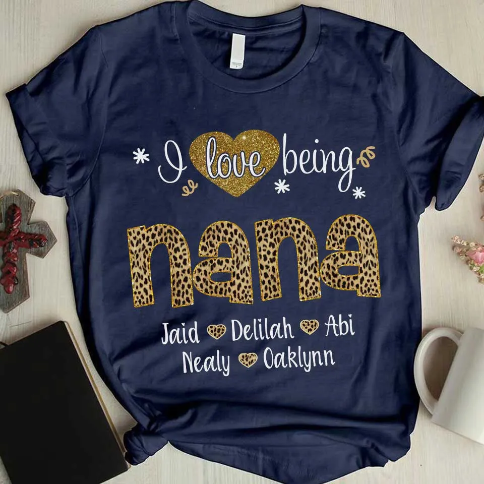 Customized Leopard Nana Shirt, Mimi Leopard Shirt, I love being Grandma T shirt