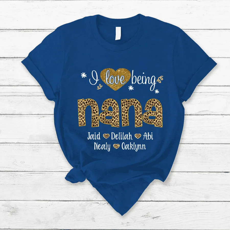 Customized Leopard Nana Shirt, Mimi Leopard Shirt, I love being Grandma T shirt