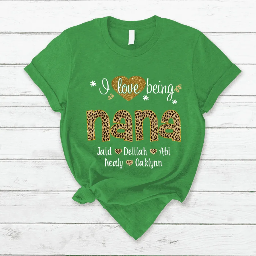 Customized Leopard Nana Shirt, Mimi Leopard Shirt, I love being Grandma T shirt