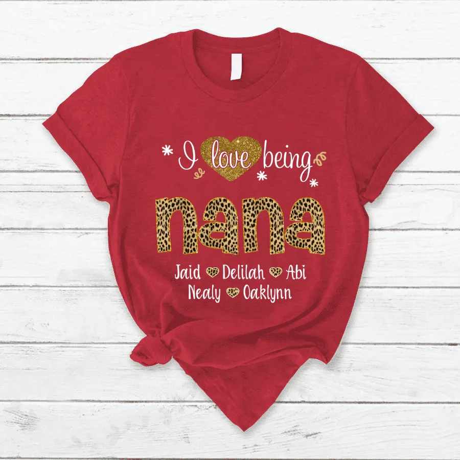 Customized Leopard Nana Shirt, Mimi Leopard Shirt, I love being Grandma T shirt