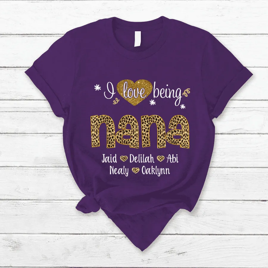 Customized Leopard Nana Shirt, Mimi Leopard Shirt, I love being Grandma T shirt