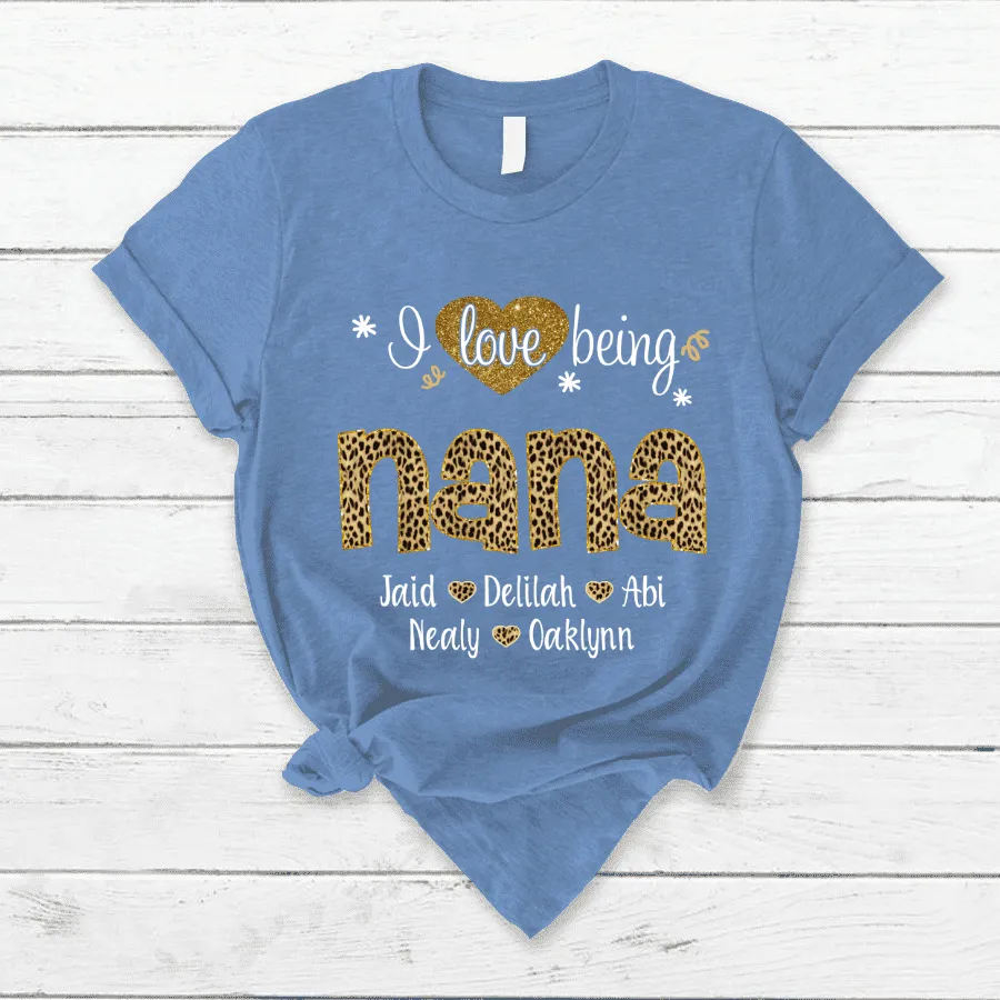 Customized Leopard Nana Shirt, Mimi Leopard Shirt, I love being Grandma T shirt