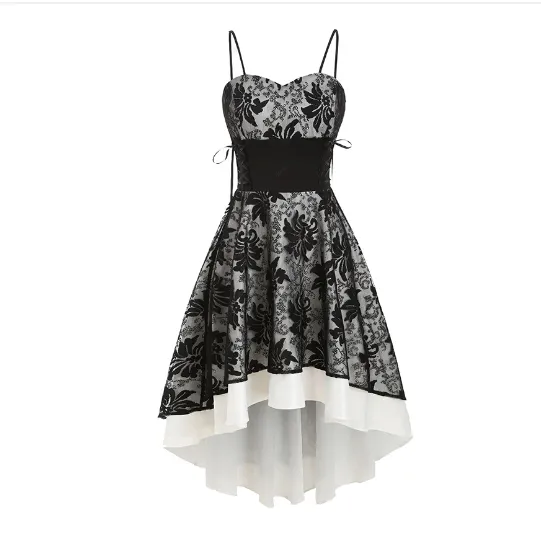 deanwangkt   Plus Size Halloween Dress Women Gothic Front Strappy Bat Print High Waist Mini Cami Dress Sleeveless Casual Dress Femme