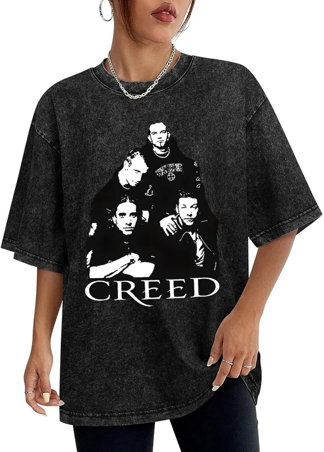 Durable Retro Oversized Cotton T-Shirts Cool Edgy Crew Neck Short Sleeve