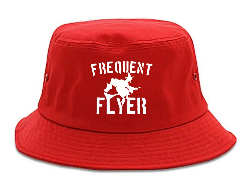 Frequent Flyer Witch Funny Halloween Mens Bucket Hat