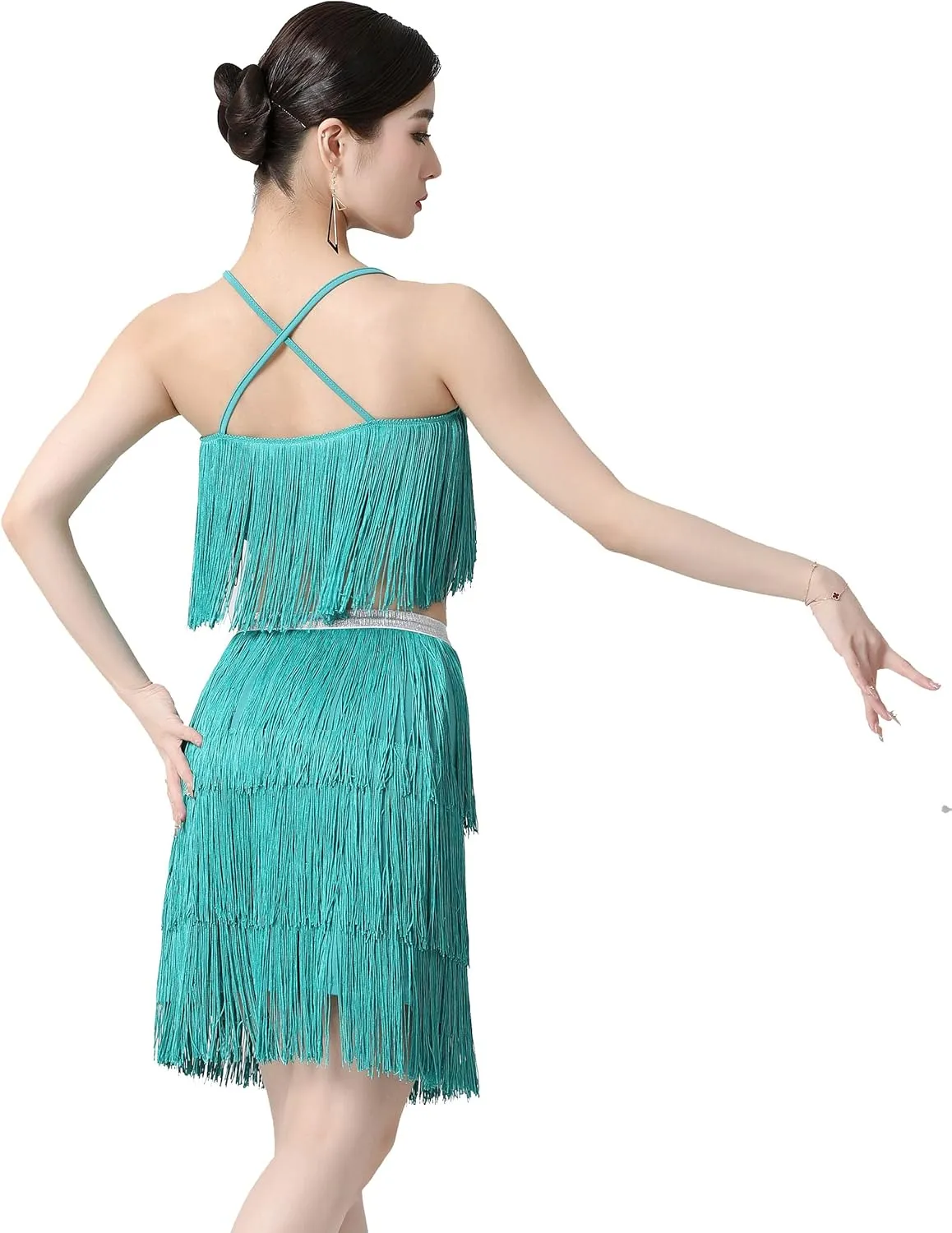 Fringe Latin Dance Salsa Tango Ballroom Tassel Women's Halloween Cowgirl Rave Skirt