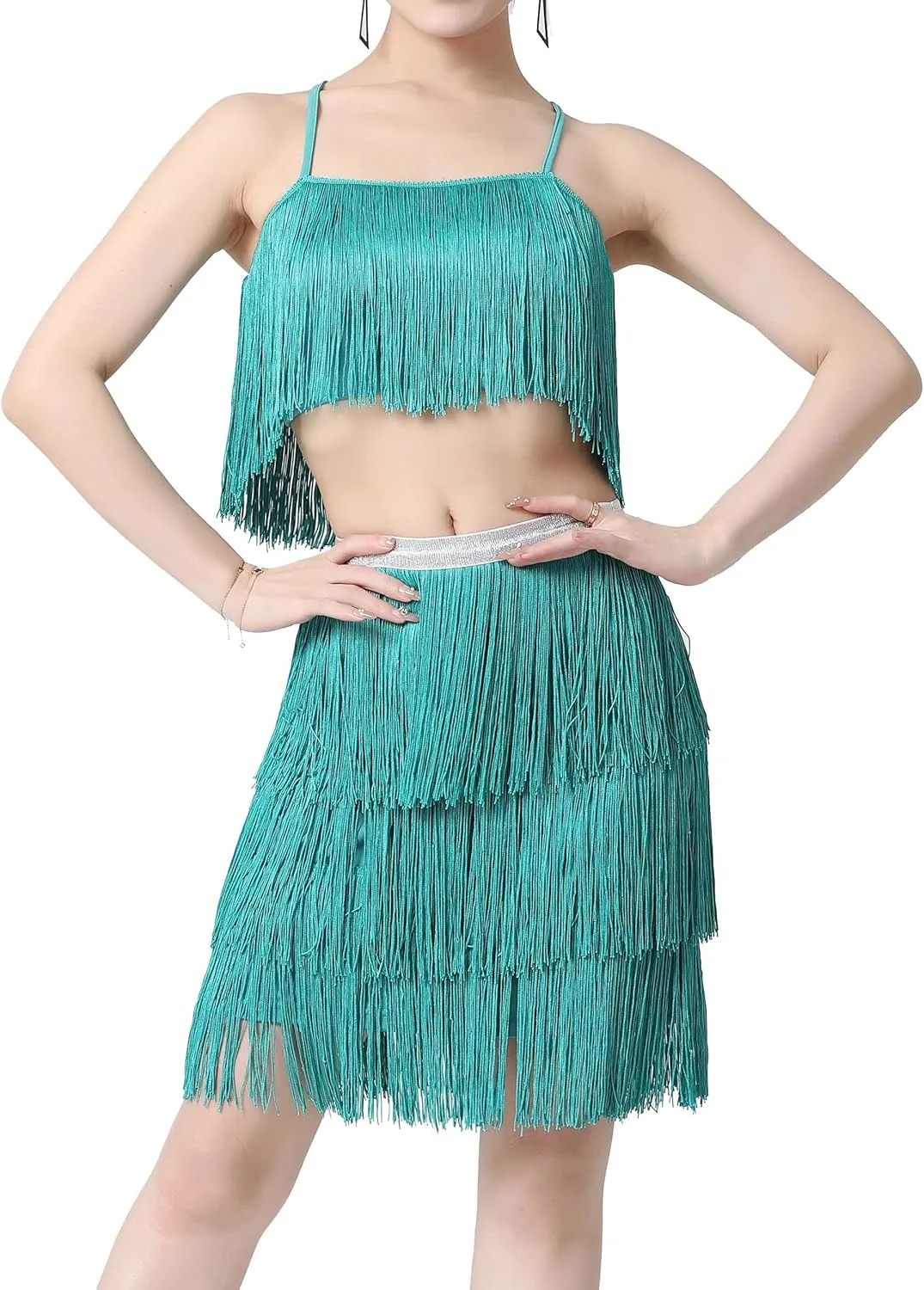 Fringe Latin Dance Salsa Tango Ballroom Tassel Women's Halloween Cowgirl Rave Skirt