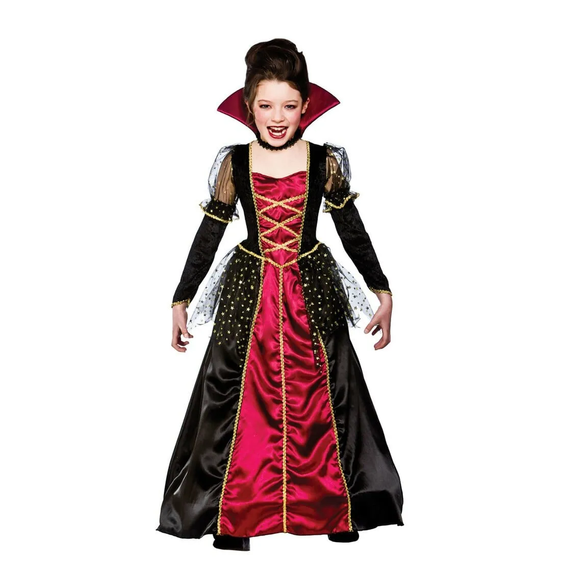 Girls Princess Vampira Fancy Dress Halloween Costume Party