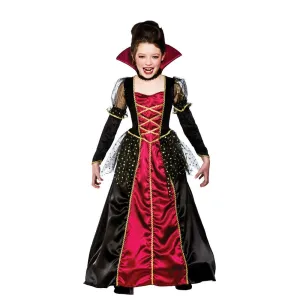 Girls Princess Vampira Fancy Dress Halloween Costume Party