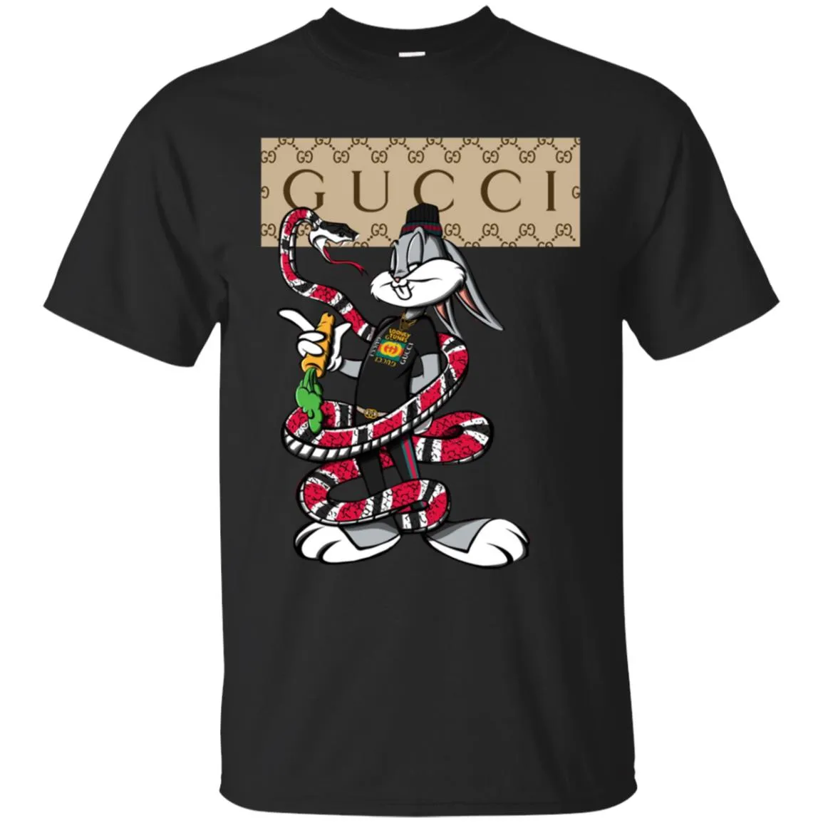 Gucci Rabbit Snake Gift Birthday T-shirt Men Cotton T-Shirt