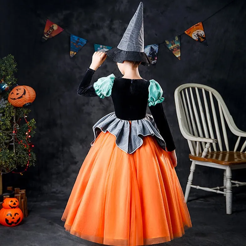 Halloween Cosplay Girl Pumpkin Witch Dress