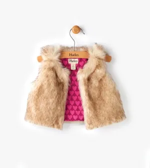 Hatley Pink Hearts Faux Fur Mini Vest