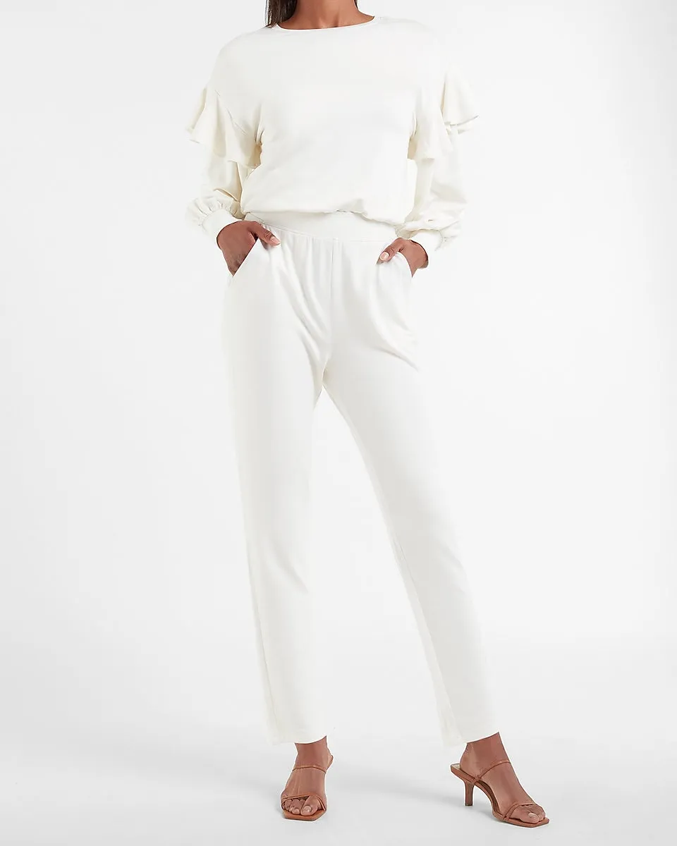 High Waisted Soft Slim Jogger Pant in Swan