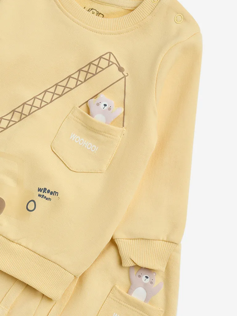 HOP Baby Yellow Animal Design Sweatshirt and Joggers Set