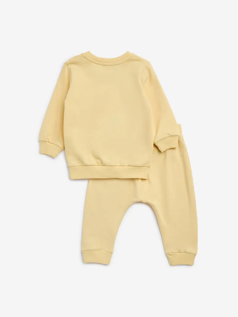 HOP Baby Yellow Animal Design Sweatshirt and Joggers Set