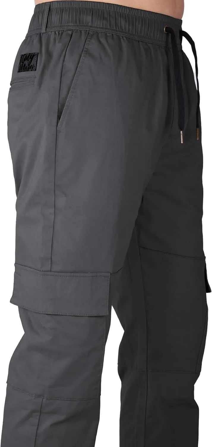 ITALYMORN Khaki Cargo Joggers for Men Elastic Ankle and Waist Casual Chino Hiking Pants Summer